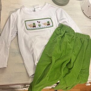 Zucinni White and Green Children's Outfit mallards